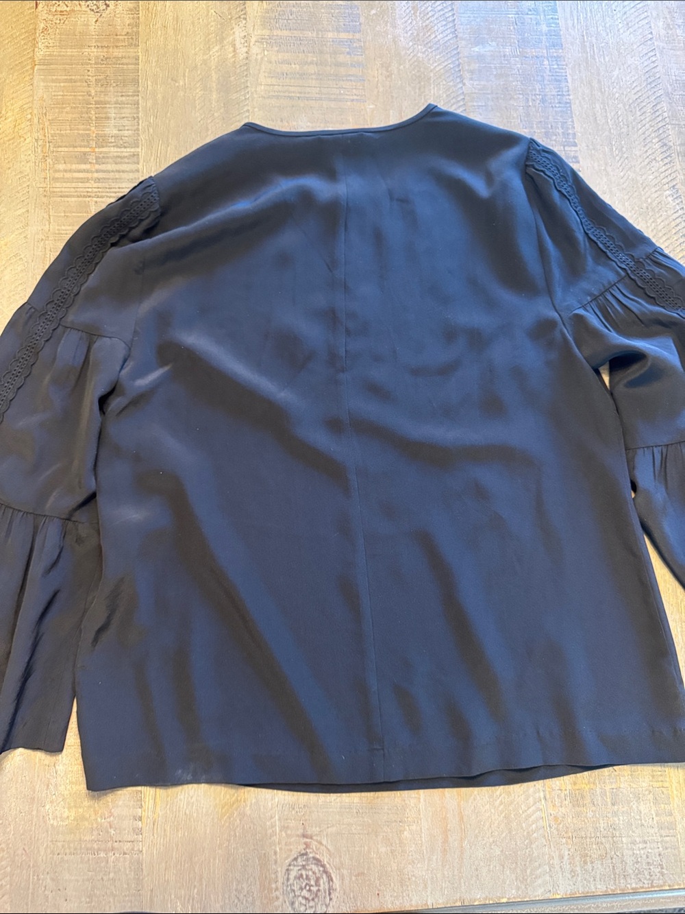 J. Crew Black Lace-Trim Peasant Blouse - Picture 4 of 5
